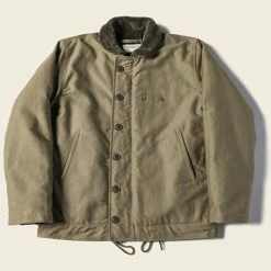 Bronson OUTERWEAR 1940s USN 3rd Type N-1 Woolen Deck Jacket - Khaki Stencil