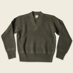 Bronson USAAF Type A-1 V-neck Mechanics Sweater - Olive