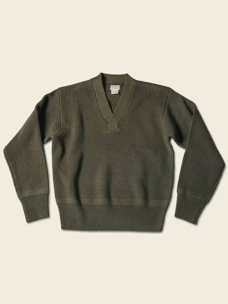 Bronson USAAF Type A-1 V-neck Mechanics Sweater - Olive 3 Bronson USAAF Type A-1 V-neck Mechanics Sweater - Olive