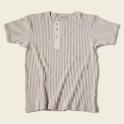 Bronson 11 Oz Vintage Ribbed Cotton Henley T-Shirt - Apricot