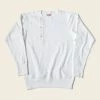 Bronson 14 Oz Side Closing Henley T-Shirt - White Long Sleeve T-Shirts