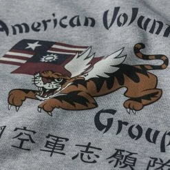 Non Stock Flying Tigers Military Print Sweatshirt - Gray TOPS