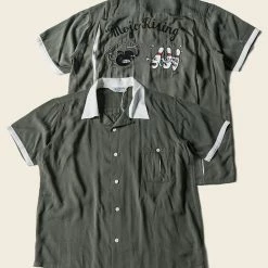Non Stock TOPS Loose Embroidery Bowling Shirt