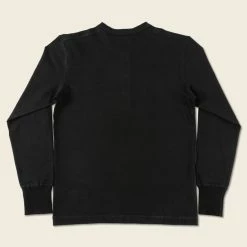 Bronson Vintage Long Sleeve Henley T-Shirt - Black TOPS