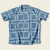 Non Stock Paisley Print Seersucker Open Collar Shirt - Sky Blue TOPS