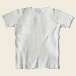 Bronson 11 Oz Vintage Ribbed Cotton Henley T-Shirt - White