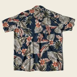 Non Stock Plants & Flowers Pattern Aloha Shirt - Navy
