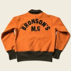 Bronson 1920s Drinking Team Motorcycle Racing Sweatshirt - Orange