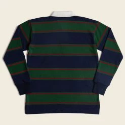Non Stock Classic Fit Striped Jersey Rugby Shirt - Blackish Green Ivy Stripe TOPS