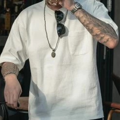 Non Stock NEW ARRIVALS 9.8 Oz Cotton Classic Pocket T-Shirt - White