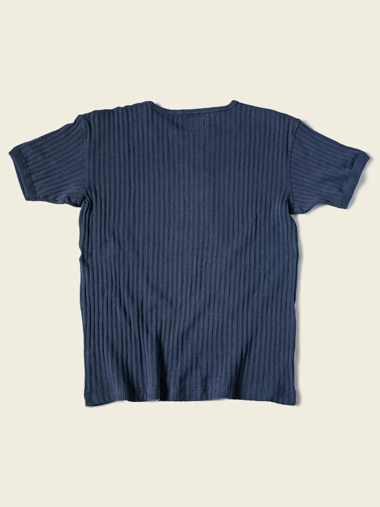 Bronson NEW ARRIVALS 11 Oz Vintage Ribbed Cotton Henley T-Shirt - Navy 4 Bronson NEW ARRIVALS 11 Oz Vintage Ribbed Cotton Henley T-Shirt - Navy