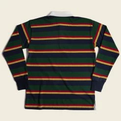 Non Stock Classic Fit Striped Jersey Rugby Shirt - Green Ivy Stripe TOPS