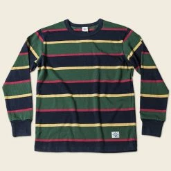 Non Stock TOPS 10 Oz Striped Long Sleeve Crewneck T-Shirt 20 Non Stock TOPS 10 Oz Striped Long Sleeve Crewneck T-Shirt