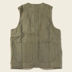 Bronson 1930s Heavyweight Canvas Game Pocket Hunting Vest - Olive