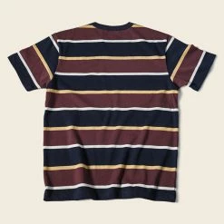 Non Stock 9.8 Oz IVY Style Striped T-Shirt - Burgundy Red/Navy TOPS