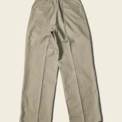 Non Stock BEST SELLERS 1930s IVY Style Double Pleated Chino Trousers - Khaki