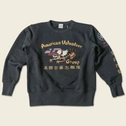 Non Stock Flying Tigers Military Print Sweatshirt - Black TOPS