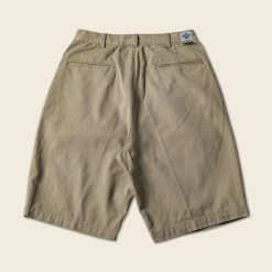Non Stock BEST SELLERS Classic Straight Leg Double Pleated Shorts - Khaki