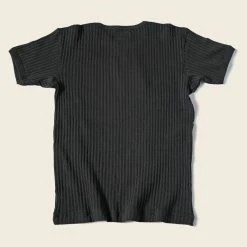 Bronson 11 Oz Vintage Ribbed Cotton Henley T-Shirt - Black