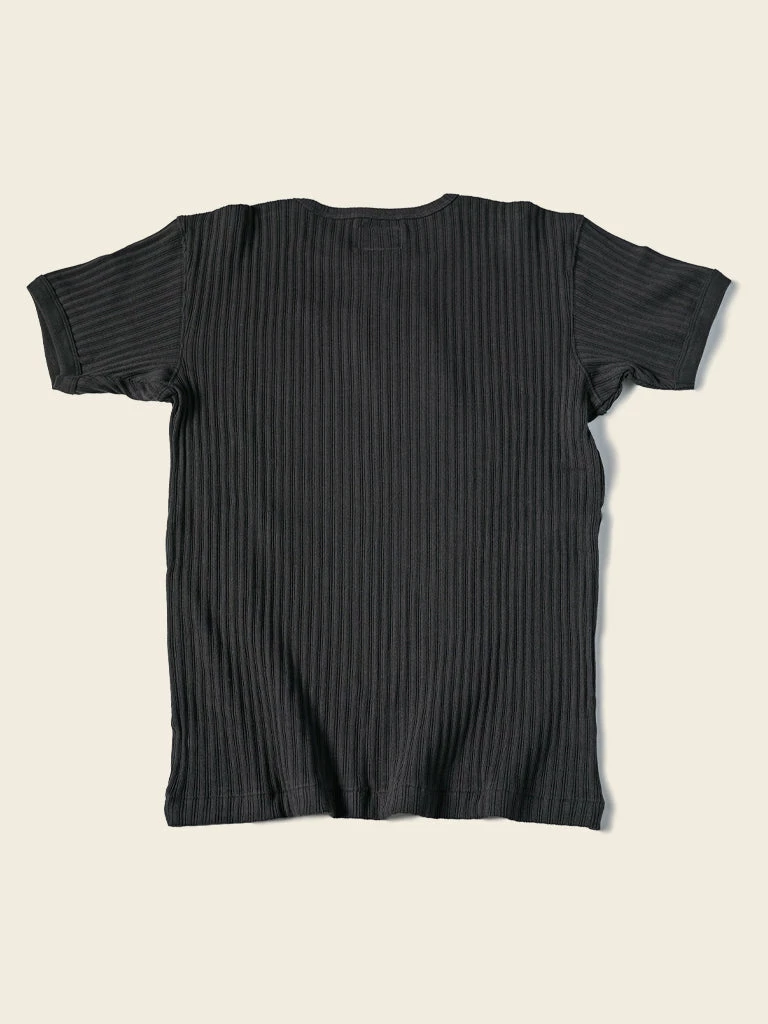 Bronson 11 Oz Vintage Ribbed Cotton Henley T-Shirt - Black 4 Bronson 11 Oz Vintage Ribbed Cotton Henley T-Shirt - Black