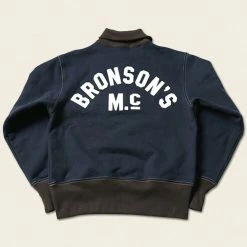 Bronson 1920s Drinking Team Motorcycle Racing Sweatshirt - Navy