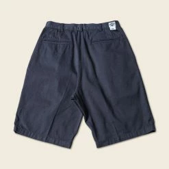 Non Stock Classic Straight Leg Double Pleated Shorts - Navy BOTTOMS