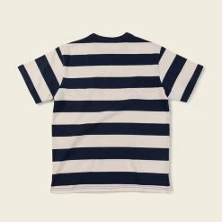 Non Stock NEW ARRIVALS Heavyweight Cotton Wide Striped T-Shirt - Blue/White