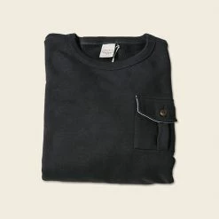 Non Stock 17.5 Oz Terry Cloth Military Pocket Sweatshirt - Black TOPS