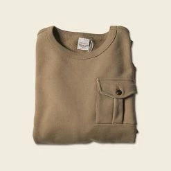 Non Stock TOPS 17.5 Oz Terry Cloth Military Pocket Sweatshirt - Khaki