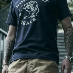 Non Stock Vintage Roosevelt Track Print Short Sleeve T-Shirt TOPS 20 Non Stock Vintage Roosevelt Track Print Short Sleeve T-Shirt TOPS