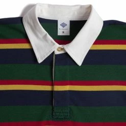 Non Stock Classic Fit Striped Jersey Rugby Shirt - Green Ivy Stripe TOPS