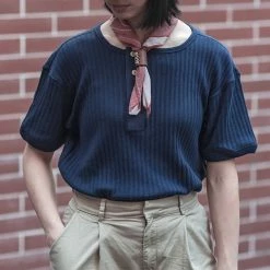 Bronson NEW ARRIVALS 11 Oz Vintage Ribbed Cotton Henley T-Shirt - Navy 14 Bronson NEW ARRIVALS 11 Oz Vintage Ribbed Cotton Henley T-Shirt - Navy