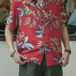 Non Stock Plants & Flowers Pattern Aloha Shirt - Red New Arrivals - S/S 2022