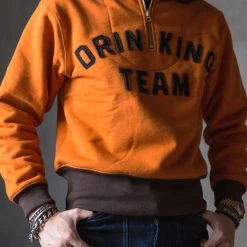 Bronson 1920s Drinking Team Motorcycle Racing Sweatshirt - Orange 10 Bronson 1920s Drinking Team Motorcycle Racing Sweatshirt - Orange