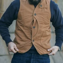 Bronson NEW ARRIVALS 1930s Heavyweight Canvas Game Pocket Hunting Vest - Khaki 31 Bronson NEW ARRIVALS 1930s Heavyweight Canvas Game Pocket Hunting Vest - Khaki