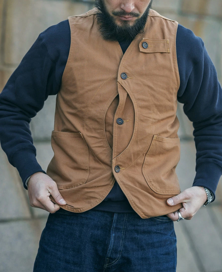 Bronson NEW ARRIVALS 1930s Heavyweight Canvas Game Pocket Hunting Vest - Khaki 6 Bronson NEW ARRIVALS 1930s Heavyweight Canvas Game Pocket Hunting Vest - Khaki