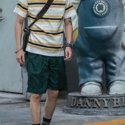 Non Stock 9.8 Oz IVY Style Striped T-Shirt - Maize/Blue TOPS