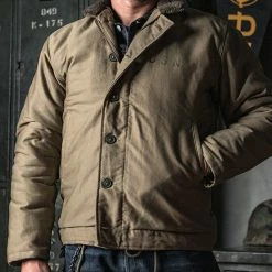 Bronson OUTERWEAR 1940s USN 3rd Type N-1 Woolen Deck Jacket - Khaki Stencil