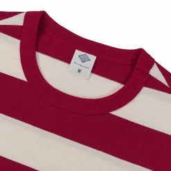Non Stock Heavyweight Cotton Wide Striped T-Shirt - Red/Apricot TOPS