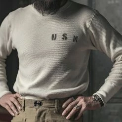 Bronson TOPS US Naval Raschel Knitting Waffle Undershirt