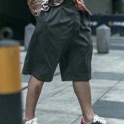 Non Stock Classic Straight Leg Double Pleated Shorts - Gray 17 Non Stock Classic Straight Leg Double Pleated Shorts - Gray