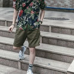 Non Stock Classic Straight Leg Double Pleated Shorts - Olive 16 Non Stock Classic Straight Leg Double Pleated Shorts - Olive