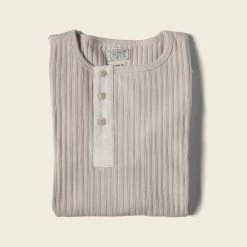 Bronson 11 Oz Vintage Ribbed Cotton Henley T-Shirt - Apricot