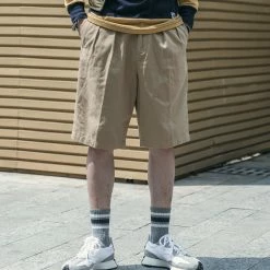 Non Stock BEST SELLERS Classic Straight Leg Double Pleated Shorts - Khaki 23 Non Stock BEST SELLERS Classic Straight Leg Double Pleated Shorts - Khaki