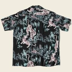 Non Stock Ukiyo-e Tiger & Bamboo Pattern Aloha Shirt - Black
