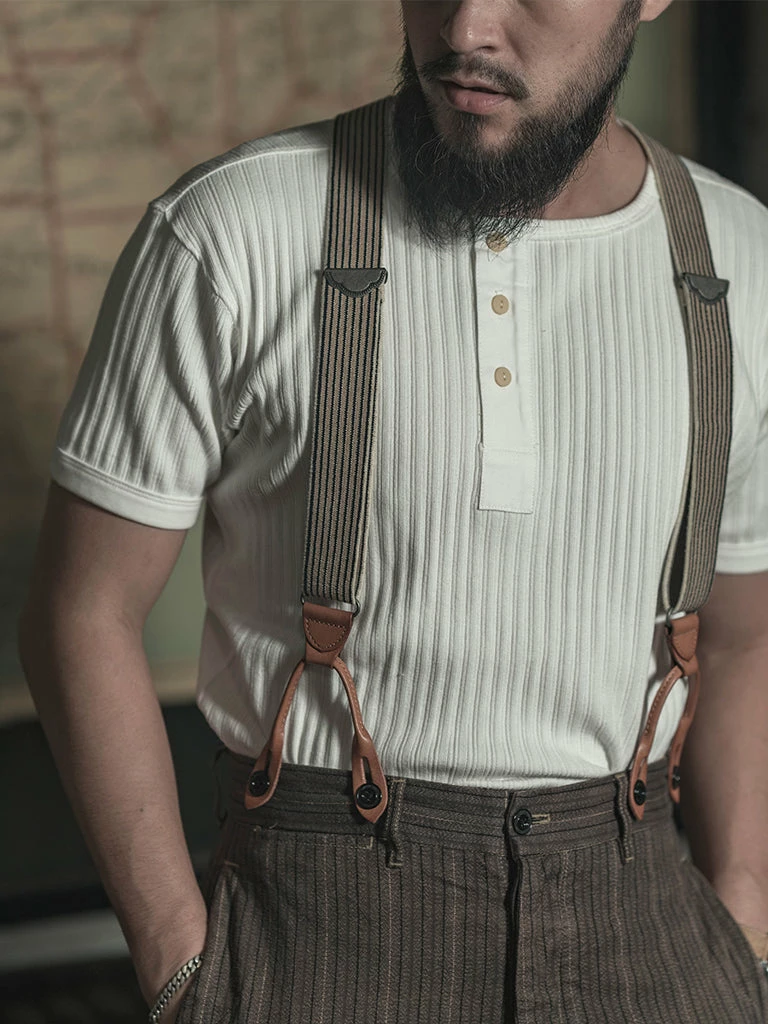 Bronson 11 Oz Vintage Ribbed Cotton Henley T-Shirt - White 6 Bronson 11 Oz Vintage Ribbed Cotton Henley T-Shirt - White