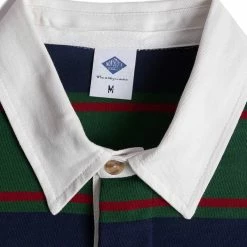 Non Stock Classic Fit Striped Jersey Rugby Shirt - Blackish Green Ivy Stripe TOPS