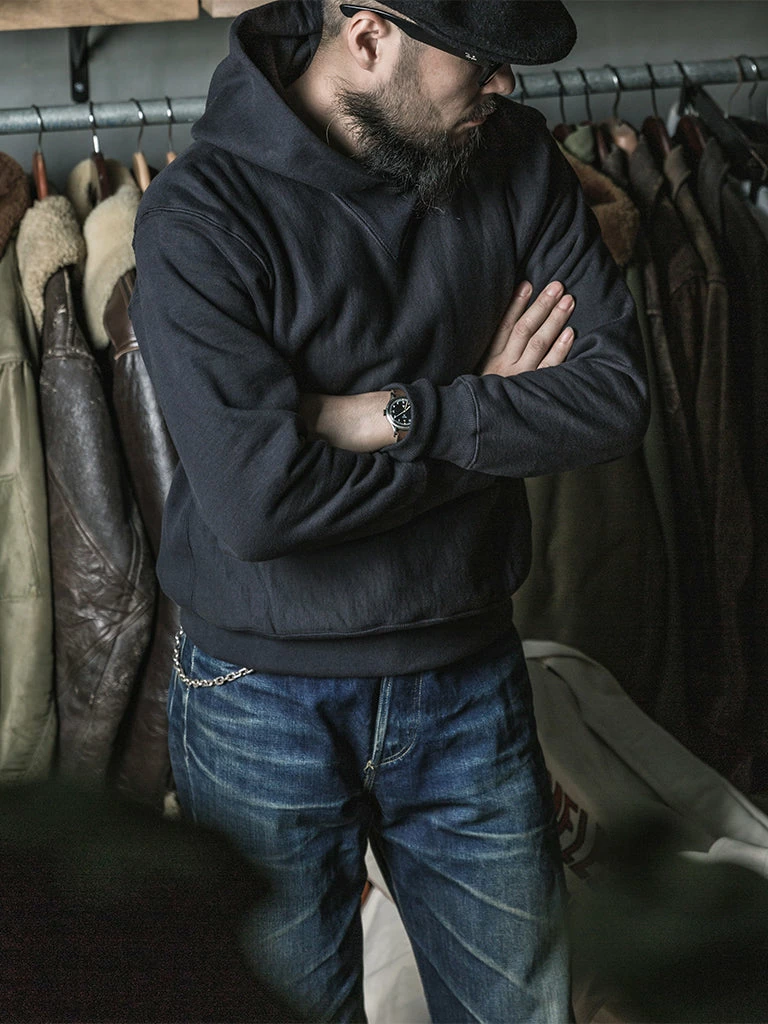 Bronson TOPS 21 Oz Military Academy Reverse Weave Hoodie - Black 5 Bronson TOPS 21 Oz Military Academy Reverse Weave Hoodie - Black