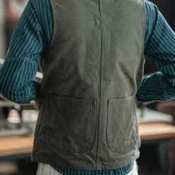 Bronson 1930s Heavyweight Canvas Game Pocket Hunting Vest - Olive