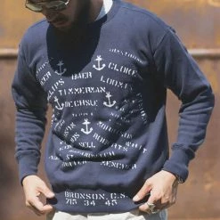 Bronson 1940s USN Anchor & Name Print Training Sweatshirt
